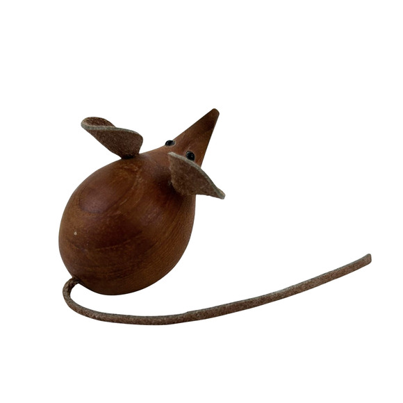 Vintage 1960s MCM Modern Teak Wood Mouse Figurine H & F Denmark - Picture 4 of 6